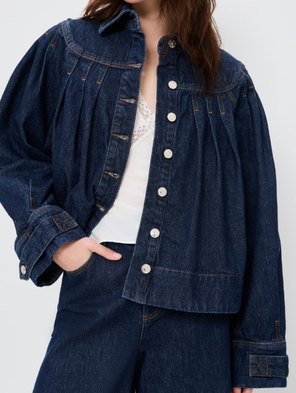 Merlette Easton Women's Dark Blue Denim Button-Up Jacket
